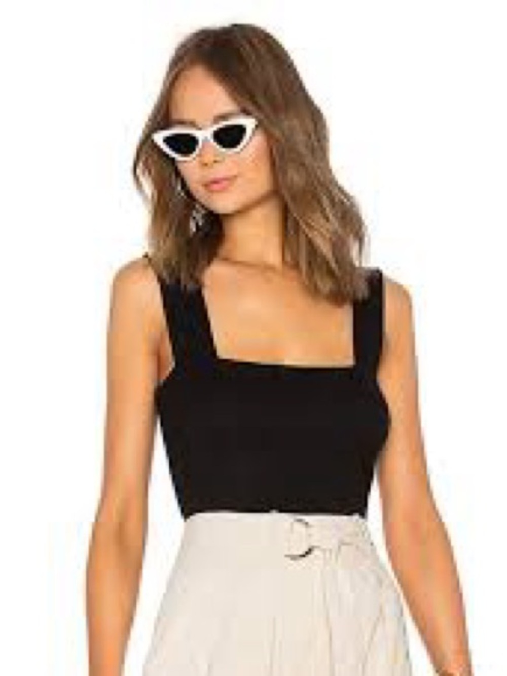 House of Harlow 1960 Black Knit Square Neck Top